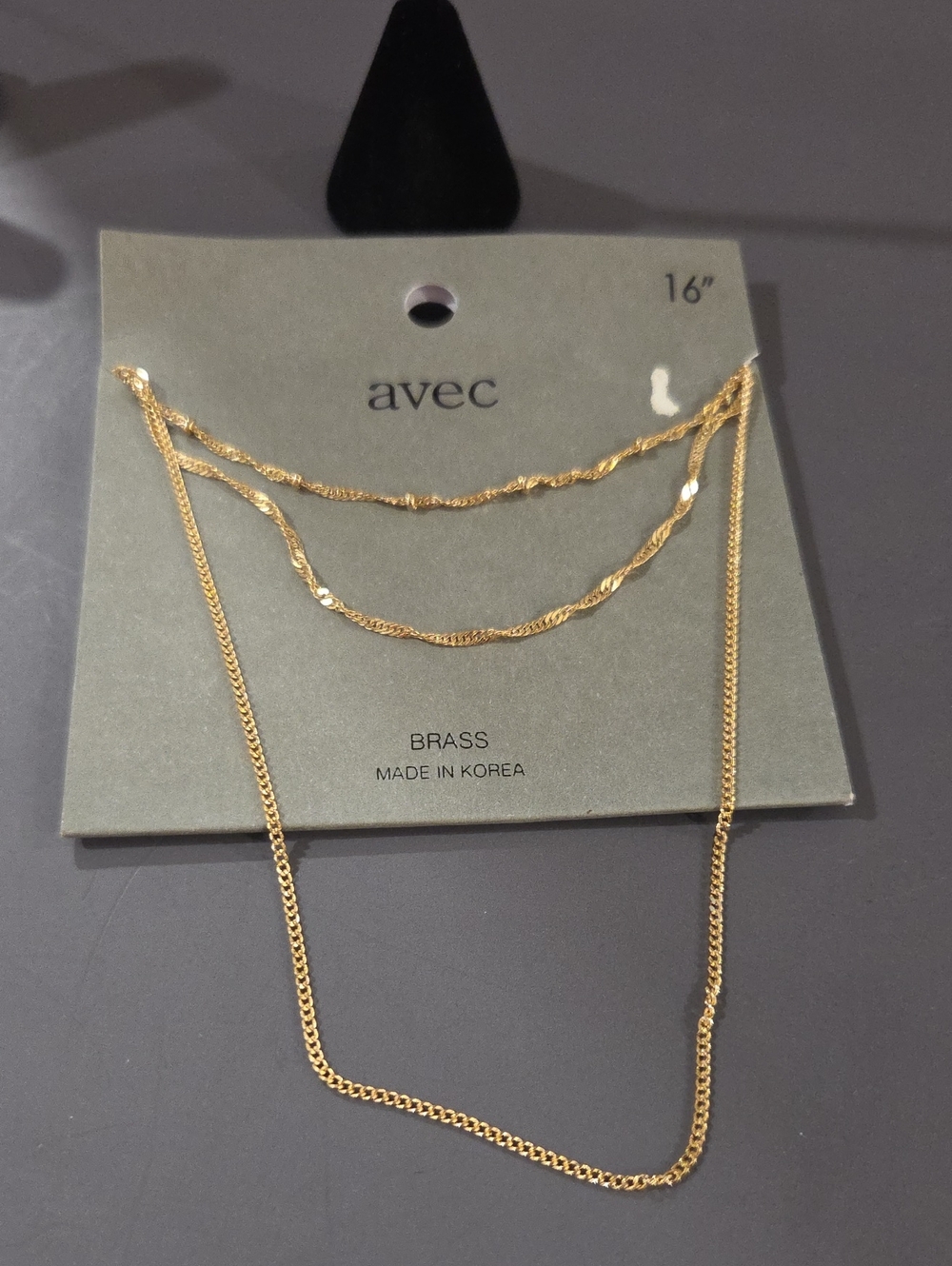 Avec Brass Layered Necklace - Gold Tone 16" Made In Korea